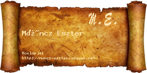 Müncz Eszter névjegykártya